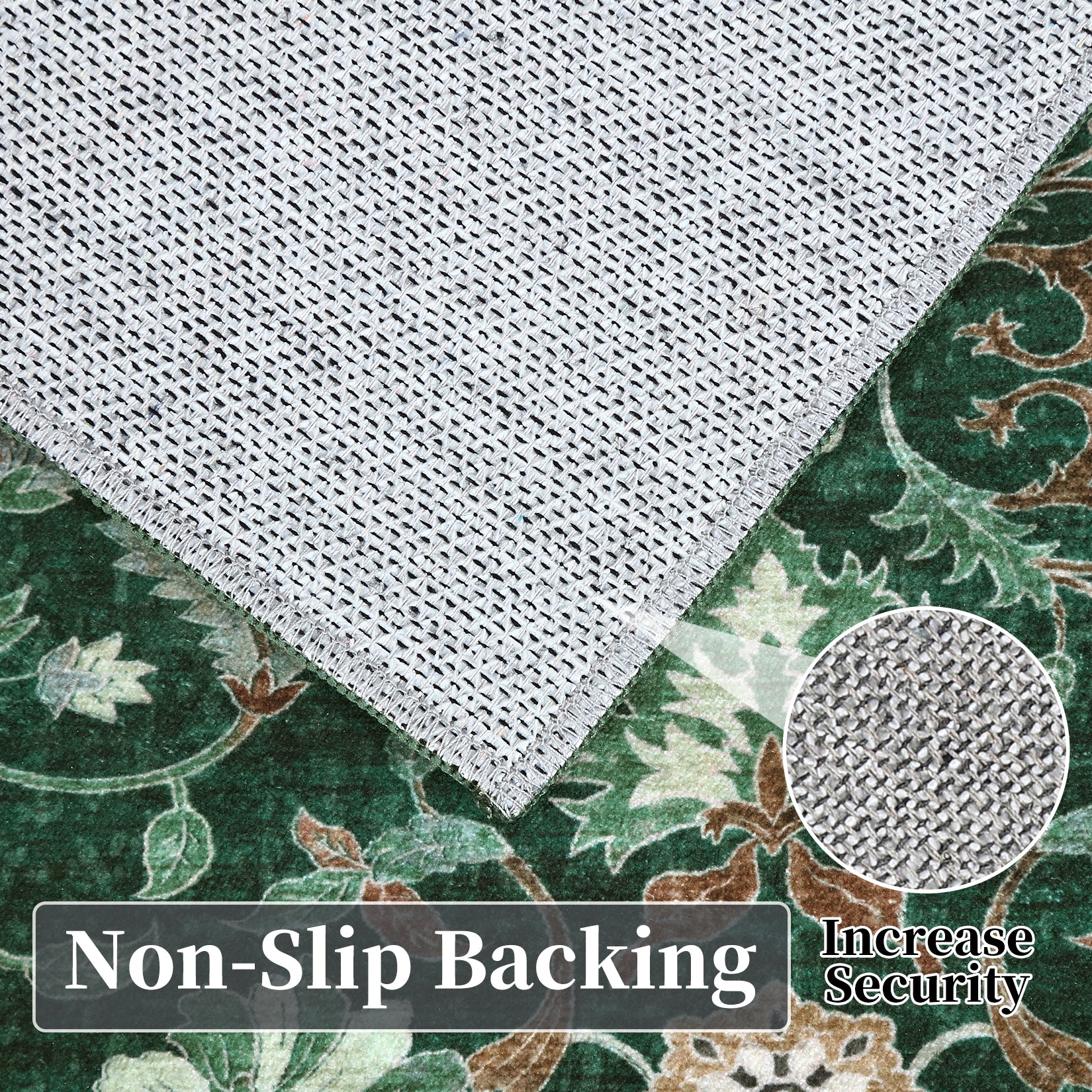 Garvee 9' × 12' Vintage Oriental Medallion Area Rug, Machine Washable Non-Slip Low-Pile Soft Rug for Living Room, Bedroom & Dining Room, Green