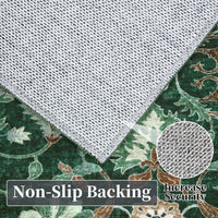 Garvee 9' × 12' Vintage Oriental Medallion Area Rug, Machine Washable Non-Slip Low-Pile Soft Rug for Living Room, Bedroom & Dining Room, Green