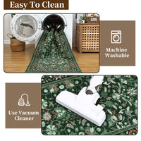 Garvee 9' × 12' Vintage Oriental Medallion Area Rug, Machine Washable Non-Slip Low-Pile Soft Rug for Living Room, Bedroom & Dining Room, Green
