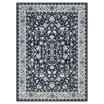 Garvee 8' × 10' Vintage Oriental Medallion Area Rug, Machine Washable Non-Slip Low-Pile Soft Rug for Living Room, Bedroom & Dining Room, Blue