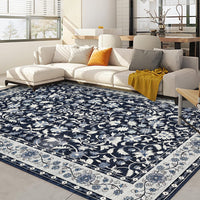 Garvee 8' × 10' Vintage Oriental Medallion Area Rug, Machine Washable Non-Slip Low-Pile Soft Rug for Living Room, Bedroom & Dining Room, Blue