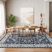 Garvee 8' × 10' Vintage Oriental Medallion Area Rug, Machine Washable Non-Slip Low-Pile Soft Rug for Living Room, Bedroom & Dining Room, Blue
