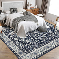 Garvee 8' × 10' Vintage Oriental Medallion Area Rug, Machine Washable Non-Slip Low-Pile Soft Rug for Living Room, Bedroom & Dining Room, Blue