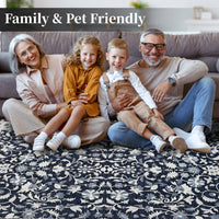 Garvee 8' × 10' Vintage Oriental Medallion Area Rug, Machine Washable Non-Slip Low-Pile Soft Rug for Living Room, Bedroom & Dining Room, Blue