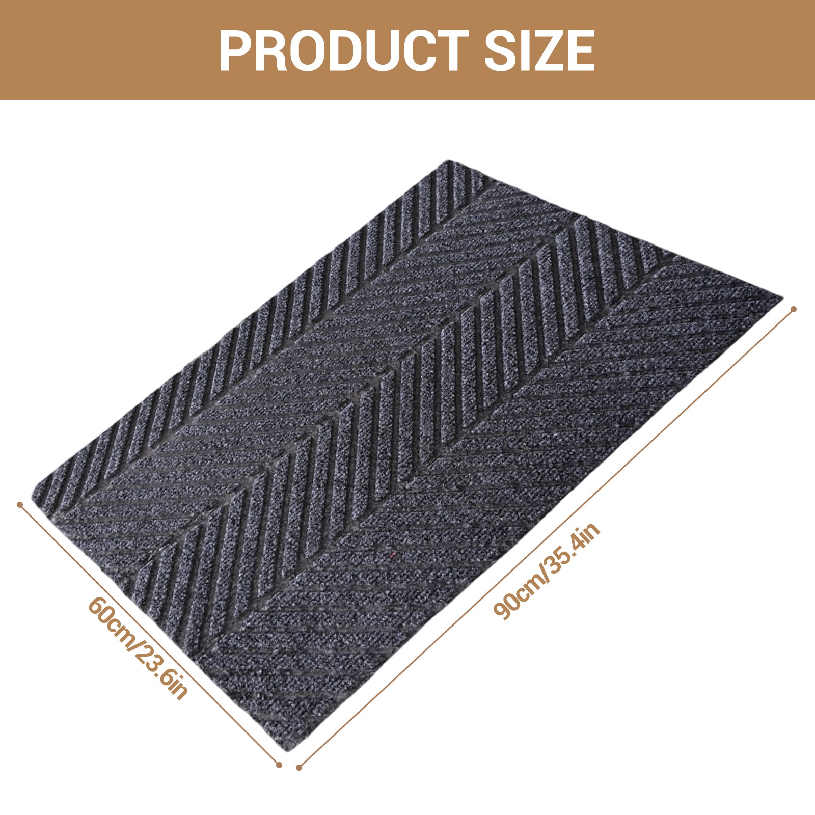 Garvee Front Door Mat for Outdoor Entry, 24x36 in Non Slip Weatherproof Entrance Doormat, Heavy Duty Waterproof Weather Mat for Hallway Entryway Mudroom Porch, Black