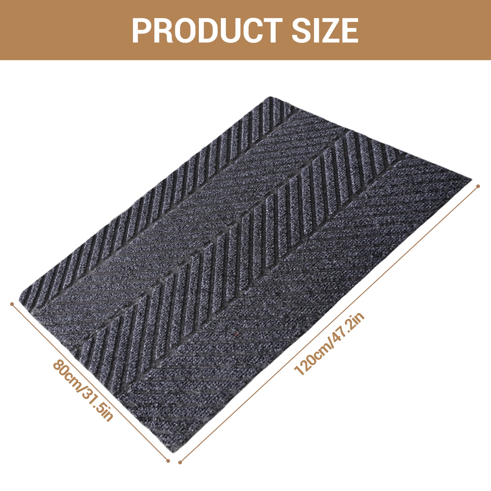 Garvee Front Door Mat for Outdoor Entry, 31.5x47 in Non Slip Weatherproof Entrance Doormat, Heavy Duty Waterproof Weather Mat for Hallway Entryway Mudroom Porch, Black