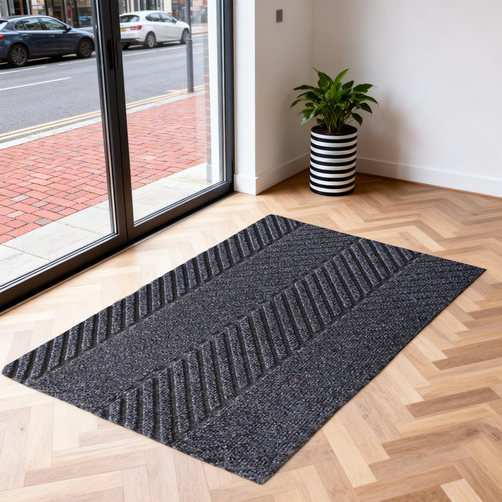 Garvee Front Door Mat for Outdoor Entry, 24x36 in Non Slip Weatherproof Entrance Doormat, Heavy Duty Waterproof Weather Mat for Hallway Entryway Mudroom Porch, Black