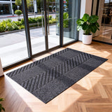 Garvee Front Door Mat for Outdoor Entry, 31.5x47 in Non Slip Weatherproof Entrance Doormat, Heavy Duty Waterproof Weather Mat for Hallway Entryway Mudroom Porch, Black - Gray