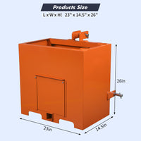 Garvee 3 Point Ballast Box, 800 LBS Capacity, Standard 2 in Hitch Receiver, Fits Category 1 Tractor Attachment, with 5cu.ft Volume, Heavy Duty Steel