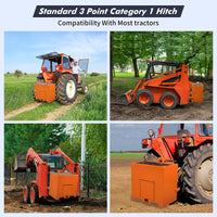 Garvee 3 Point Ballast Box, 800 LBS Capacity, Standard 2 in Hitch Receiver, Fits Category 1 Tractor Attachment, with 5cu.ft Volume, Heavy Duty Steel