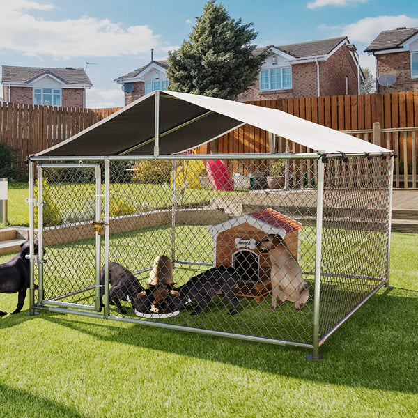 Garvee Large Outdoor Dog Kennel with Roof, Waterproof UV Resistant