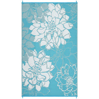 Garvee Outdoor Rug 9x12 Reversible Modern Floral Waterproof Washable Polypropylene Slip-Resistant Stakes Patio Deck Camping Mat Blue