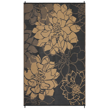Garvee Large Outdoor Rug 9x18 Waterproof Reversible Floral Design Plastic Foldable UV Resistant with Stakes for Patio Deck Camping
