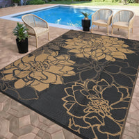Garvee Outdoor Patio Rug 8x10 Waterproof Reversible Floral Design Plastic Straw Rug with Stakes Portable Bag for Camping Balcony Deck