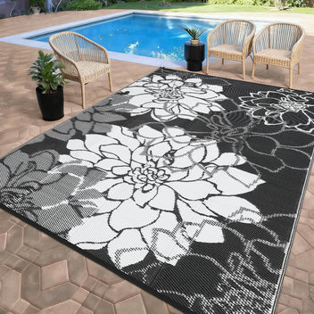 Garvee Outdoor Plastic Straw Rug 8x10 Waterproof Reversible UV Resistant Foldable Lightweight with Carry Bag for Patio Deck Porch
