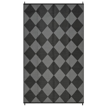 Garvee Outdoor Rug 9x12 Waterproof Reversible Patio Rug Black/Grey Diamond for Camping, RV, Porch, Balcony, Picnic, Beach, Backyard