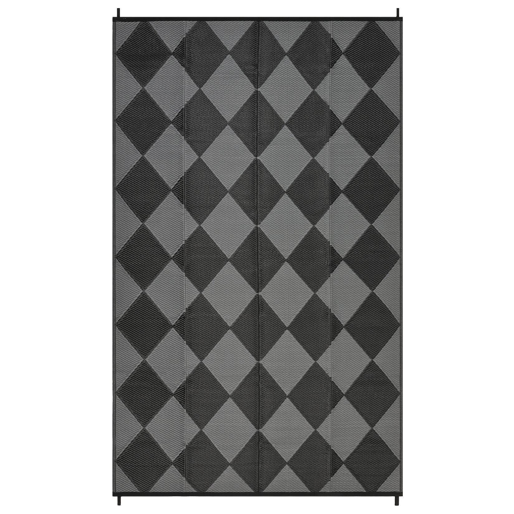 Garvee Outdoor Plastic Straw Rug 8x10 Reversible Waterproof Patio Rug Black/Grey Diamond for Camping, RV, Porch, Balcony, Picnic, Beach