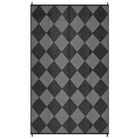 Garvee Outdoor Plastic Straw Rug 8x10 Reversible Waterproof Patio Rug Black/Grey Diamond for Camping, RV, Porch, Balcony, Picnic, Beach