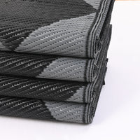 Garvee Outdoor Plastic Straw Rug 8x10 Reversible Waterproof Patio Rug Black/Grey Diamond for Camping, RV, Porch, Balcony, Picnic, Beach