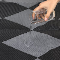 Garvee Outdoor Plastic Straw Rug 8x10 Reversible Waterproof Patio Rug Black/Grey Diamond for Camping, RV, Porch, Balcony, Picnic, Beach