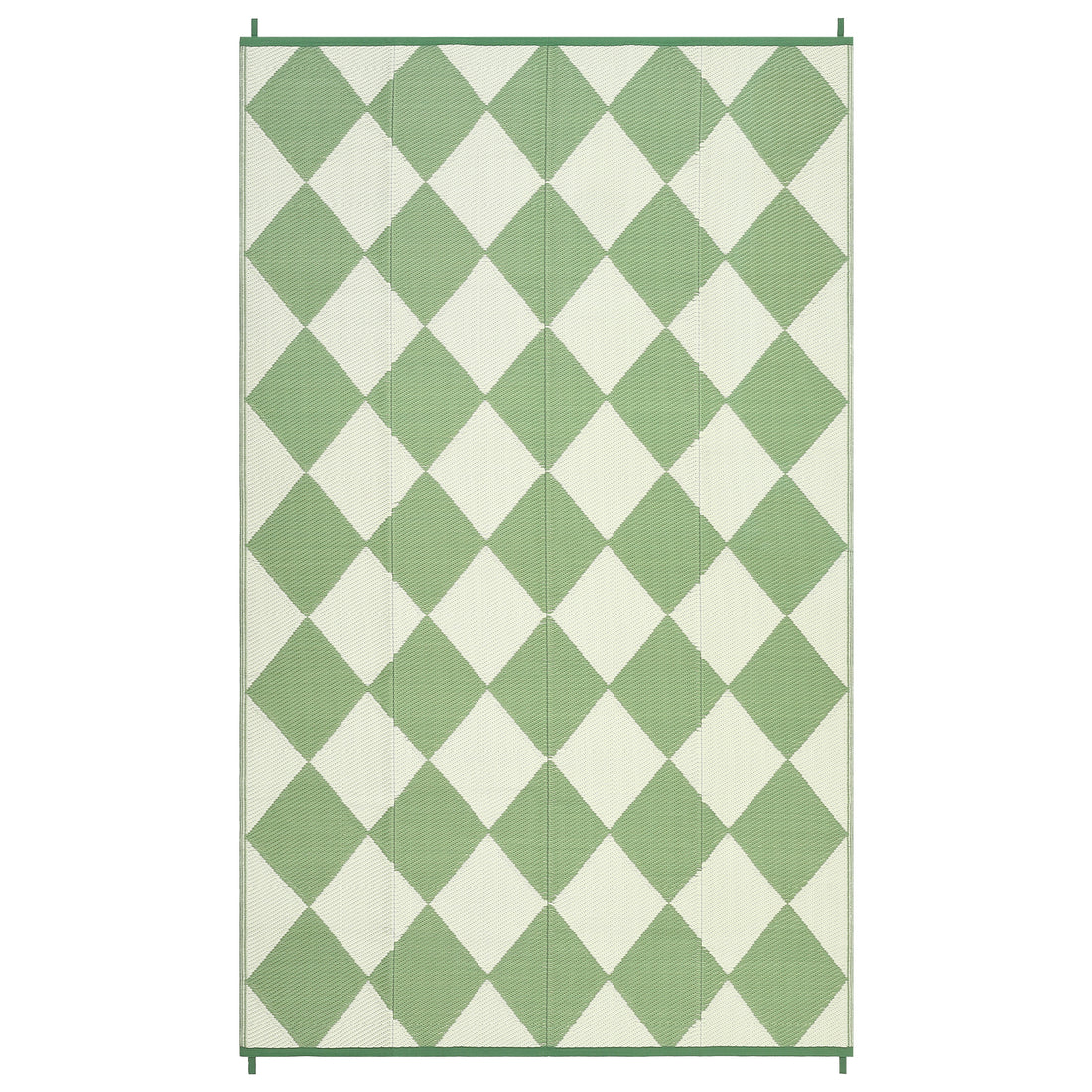 Garvee Outdoor Rug 10x14 Large Plastic Straw Rug Waterproof Reversible Portable Camping Rug Green Diamond for Patio Porch Balcony