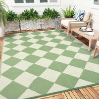 Garvee Outdoor Rug 9x18 ft Waterproof Reversible Plastic Straw Mat for Patio Camping RV Porch Balcony Green Diamond