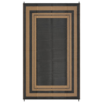 Garvee Outdoor Rug 10x14 Large Waterproof Plastic Straw Rug for Patio, Camping, RV, Black/Brown Panel, Reversible, Lightweight