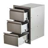Garvee Outdoor Kitchen Drawers 14" W x 24" H x 18" D Stainless Steel Triple Golden Drawers for Patio Grill Station - Grey