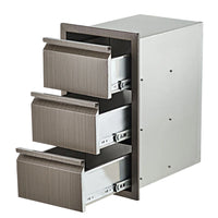 Garvee Outdoor Kitchen Drawers 14" W x 24" H x 18" D Stainless Steel Triple Golden Drawers for Patio Grill Station