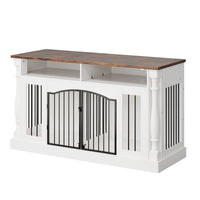 Garvee Roman Column 63 Inch Large Dog Crate Furniture for 2 Dogs with Open Storage, Heavy Duty Dog Kennel Entertainment Table TV Stand for Small and Medium Dogs