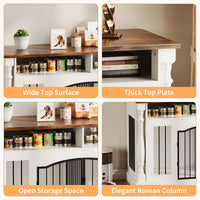 Garvee Roman Column 63 Inch Large Dog Crate Furniture for 2 Dogs with Open Storage, Heavy Duty Dog Kennel Entertainment Table TV Stand for Small and Medium Dogs