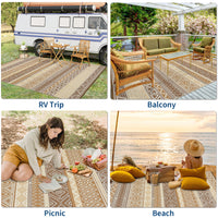 Garvee Durable Weather-Resistant Outdoor Area Rug – Ideal for Patio, Garden, Lawn – Easy-Clean & Stylish, Multicolor(Earth-Tone), 10x14ft
