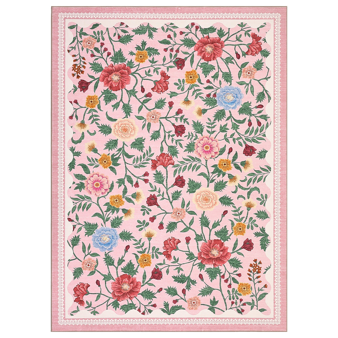 Garvee Large Pink Washable Floral Rug 10x13 Non-Slip Low Pile Area Rug for Living Room Bedroom Dining Room