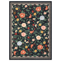 Garvee Washable Rugs 8x10 Area Rug Floral Non-Slip Low Pile Faux Wool Ultra-Soft Black for Living Room Bedroom Dining Room Nursery
