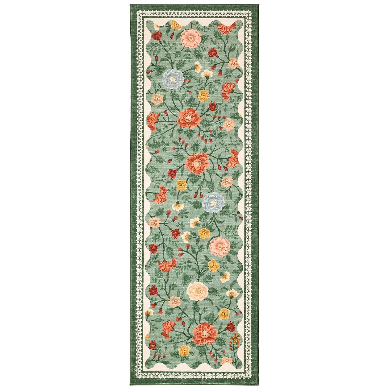 Garvee Bathroom Runner Rug 2x6 Machine Washable Non-Slip Kitchen Runners for Hallways Soft Low Pile Lightweight Long Carpet Rugs Farmhouse Indoor Floor Mat for Bedroom, Bathroom Green