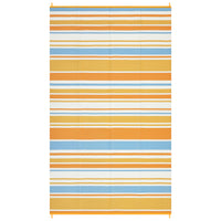 Garvee 8' x 10' Orange Striped Outdoor Rug, Reversible Waterproof Patio Mat with Carry Bag & Stakes for RV, Deck & Beach
