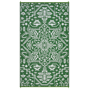Garvee Waterproof 9x12 Outdoor Rug Reversible Plastic Straw Rug for Patio Camping Beach Picnic Green/White