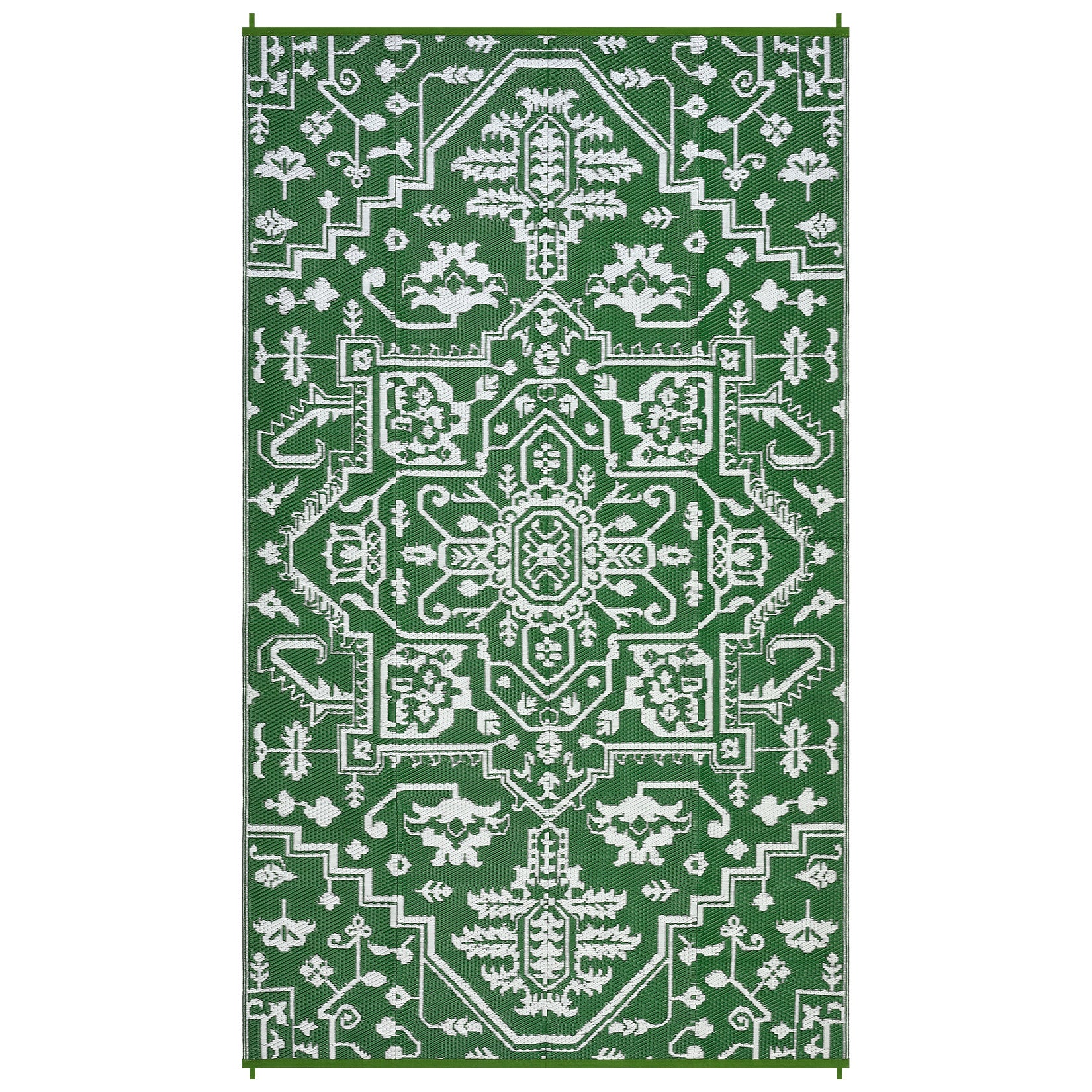 Garvee 9x18 Outdoor Rug Plastic Straw Patio Rug Waterproof UV Resistant Backyard Porch Deck Green White