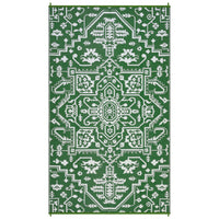 Garvee 9x18 Outdoor Rug Plastic Straw Patio Rug Waterproof UV Resistant Backyard Porch Deck Green White
