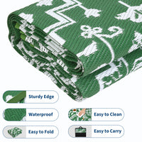 Garvee 9x18 Outdoor Rug Plastic Straw Patio Rug Waterproof UV Resistant Backyard Porch Deck Green White