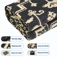 Garvee Waterproof 9x12 Outdoor Rug Reversible Plastic Straw Rug for Patio, Camping, Beach Black/Coffee