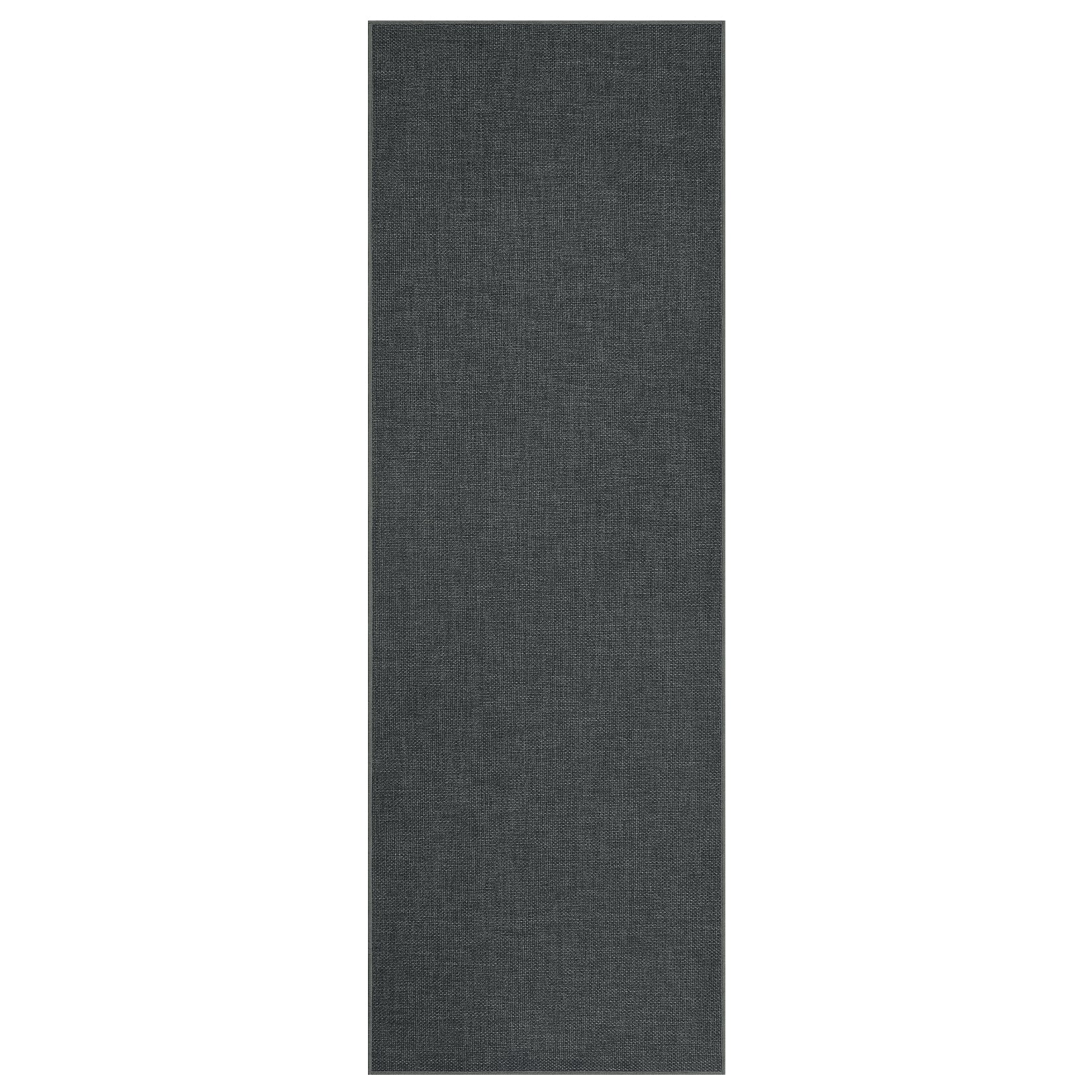 Garvee 2' x 6' Modern Minimalist Solid Color Runner Rug, Washable Non-Slip Low-Profile Woven Rug for Hallway & Kitchen, Charcoal