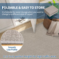 Garvee Woven Textured Area Rug 5x7 Washable Non-Slip Low Pile Carpet Taupe for Living Room Bedroom Nursery
