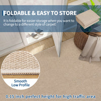 Garvee Large Washable Rug 9x12 Sand Beige Modern Solid Rugs for Living Room Bedroom Office, Non Slip, Ultra-Thin, Foldable