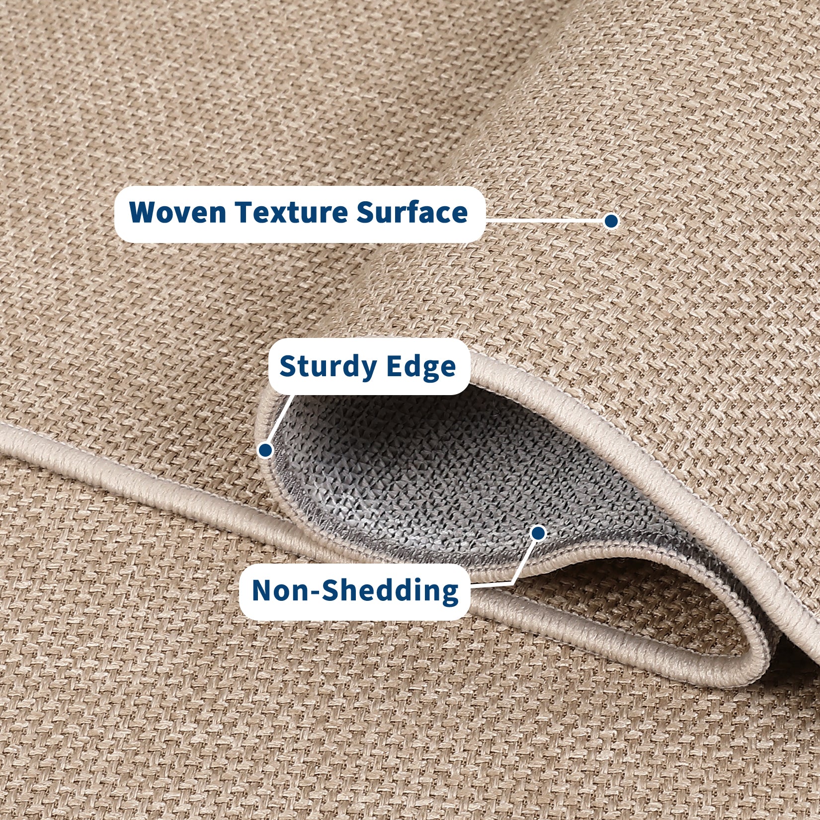 Garvee Large Washable Rug 9x12 Sand Beige Modern Solid Rugs for Living Room Bedroom Office, Non Slip, Ultra-Thin, Foldable