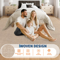 Garvee Large Washable Rug 9x12 Sand Beige Modern Solid Rugs for Living Room Bedroom Office, Non Slip, Ultra-Thin, Foldable