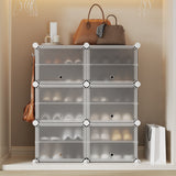 Garvee Modular DIY Plastic Shoe Storage Cabinet with Doors, 6-Cube Portable Shoe Organiser, Space-Saving for Hallway, Bedroom & Living Room, Grey - Grey