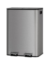 Garvee 2 x 8 Gallon Stainless Steel Double Trash Can Step-on Metal Garbage Cans with Lid for Kitchen, Grey - Grey