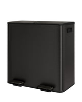 Garvee 2 x 10.6 Gallon Stainless Steel Double Trash Can Step-on Metal Garbage Cans with Lid for Kitchen, Black - Black