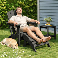 Garvee Folding Adirondack Ottoman Set of 2 - HDPE All-Weather Outdoor Footrests for Patio, Deck, Backyard, Poolside - Durable, Weather-Resistant - Compatible with Adirondack Chair - Black, 2-Pack